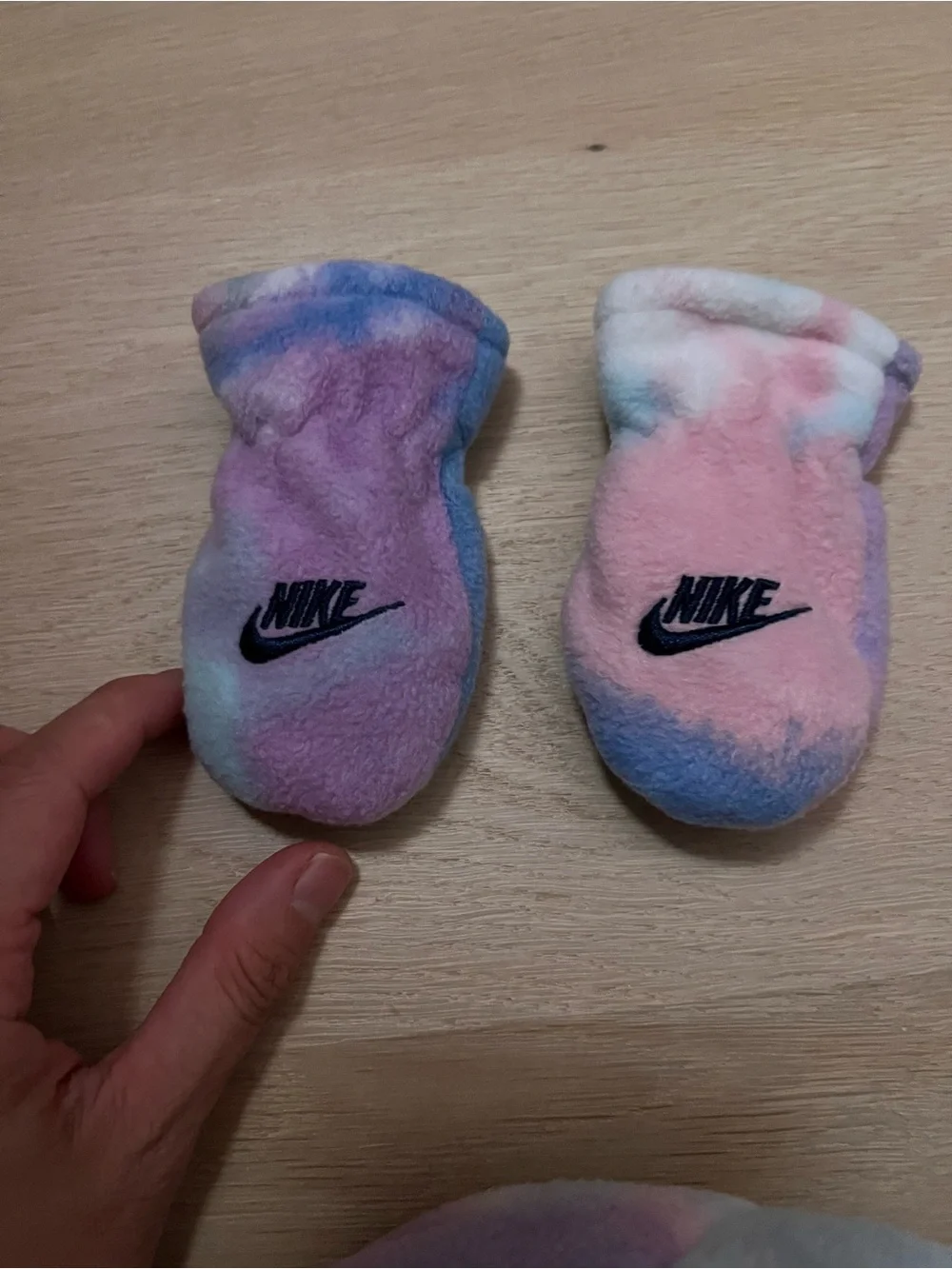 Nike Kids Tie-Dye Pastel Fleece Hat and Mittens - Pink, Blue, Purple